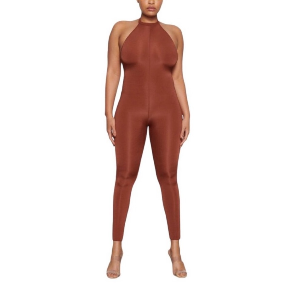 *SOLD OUT* Skims jelly sheer full jumpsuit in saffron, 2X